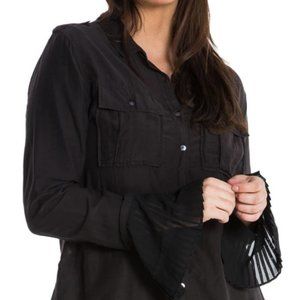 MILITARY PLEATED CUFF SILK SHIRT